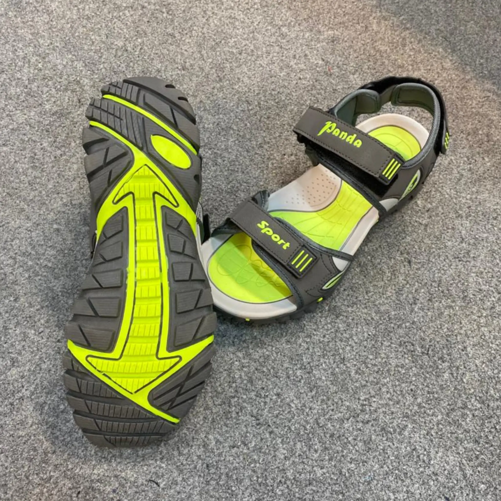 Panda High Grip Trekking Sandal - Grey + Neon
